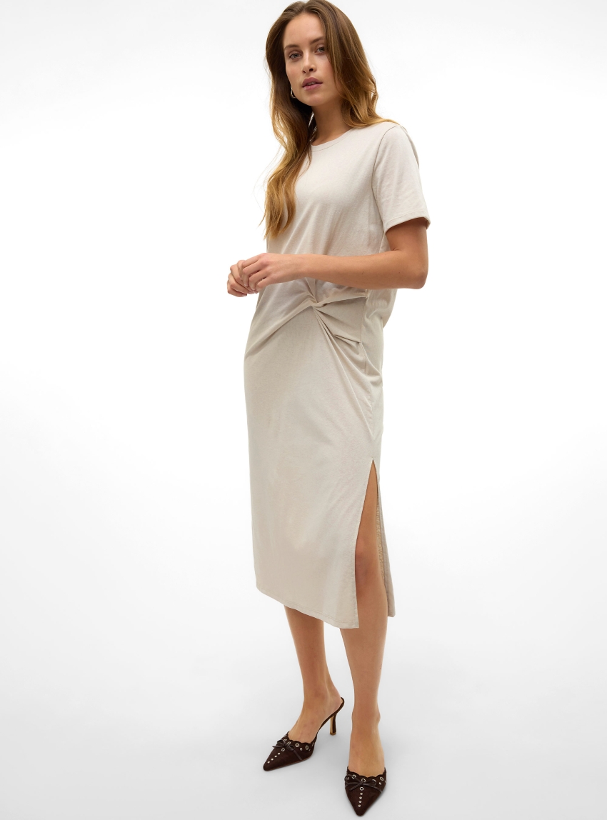 Vero Moda Tass O-Neck 7/8 Dress - Pumice Stone