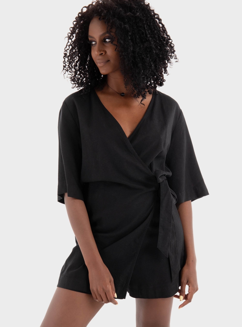 JJXX Breeze Summer 3/4 Playsuit - Black