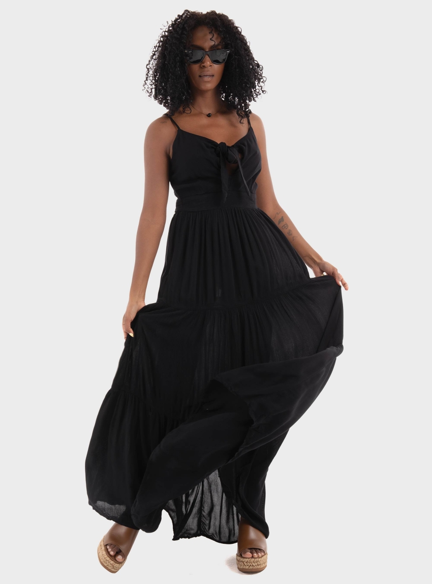 Only Chiara Knot Long Dress - Black