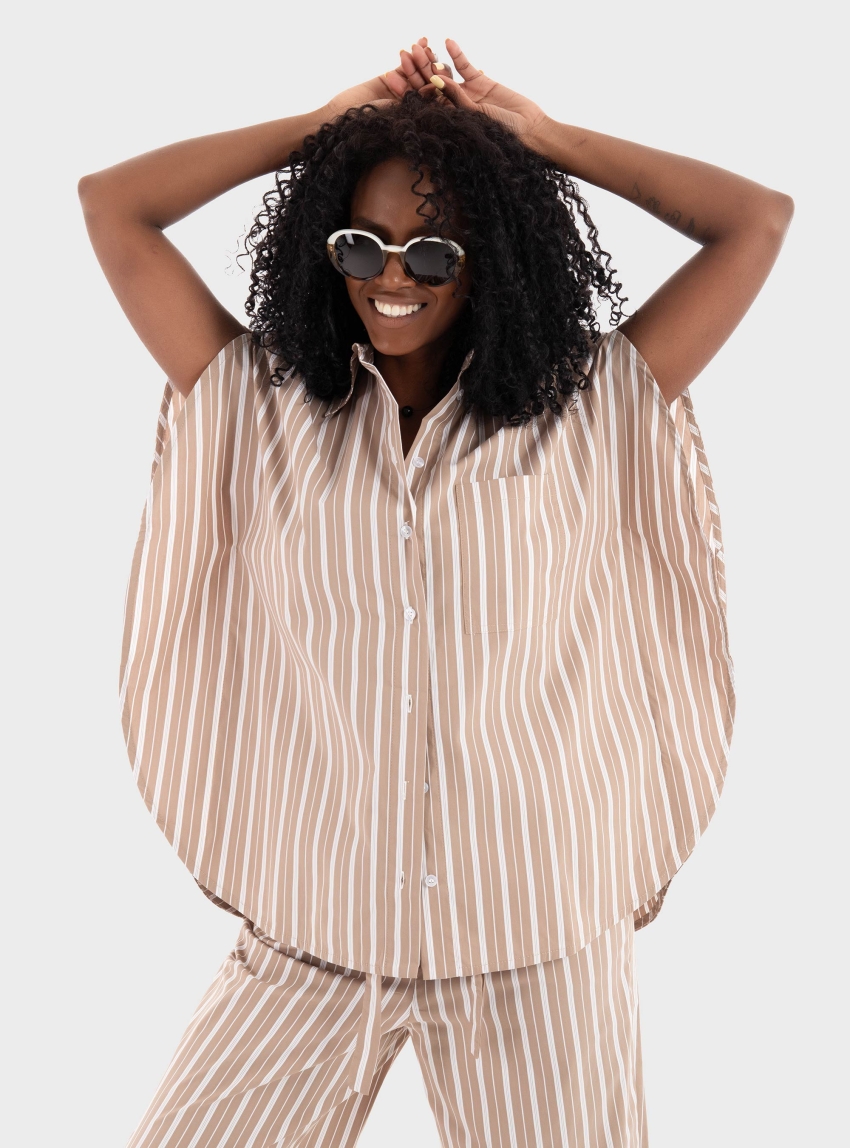 Black & Black  Shirt - Beige