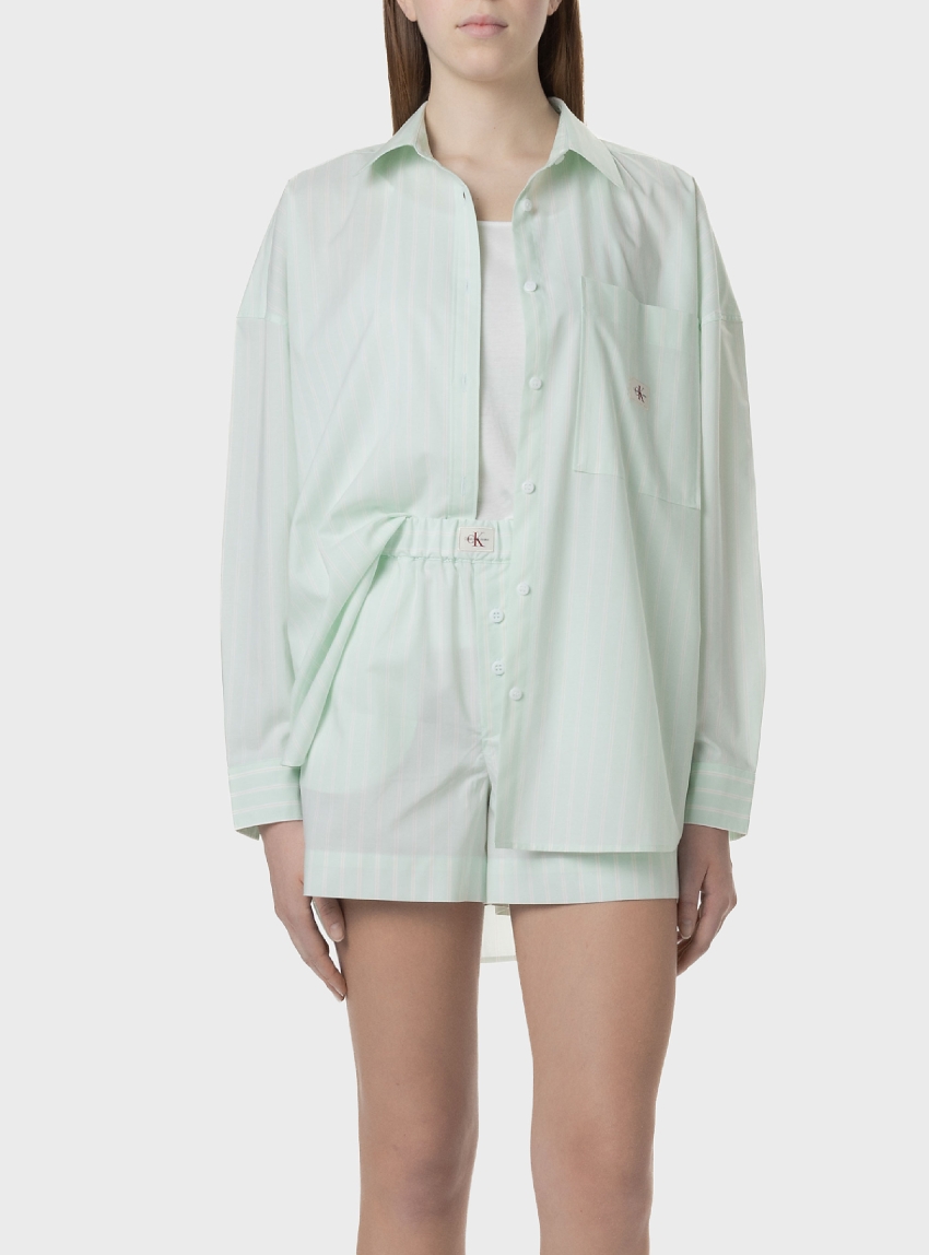 Calvin Klein Summer Poplin Oversized Shirt - Light Aquamarine