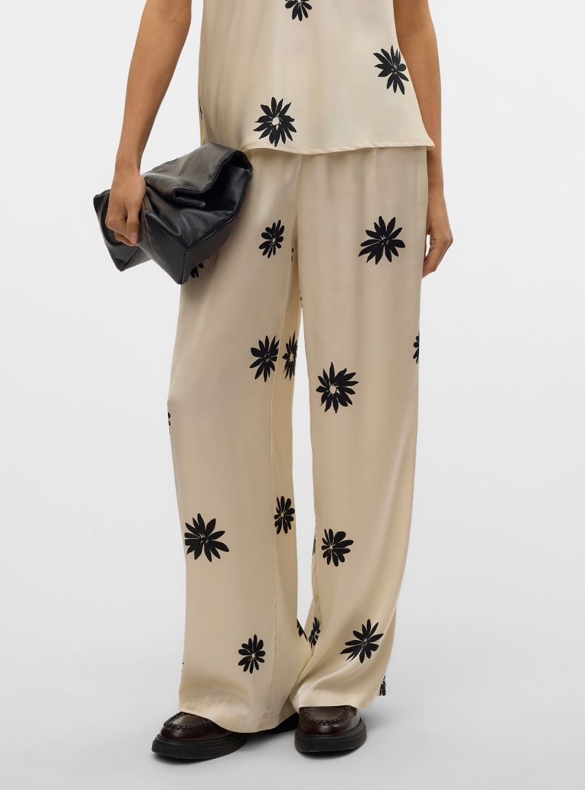 Vero Moda Aware Roe Mid Waist Loose Pants - Ecru