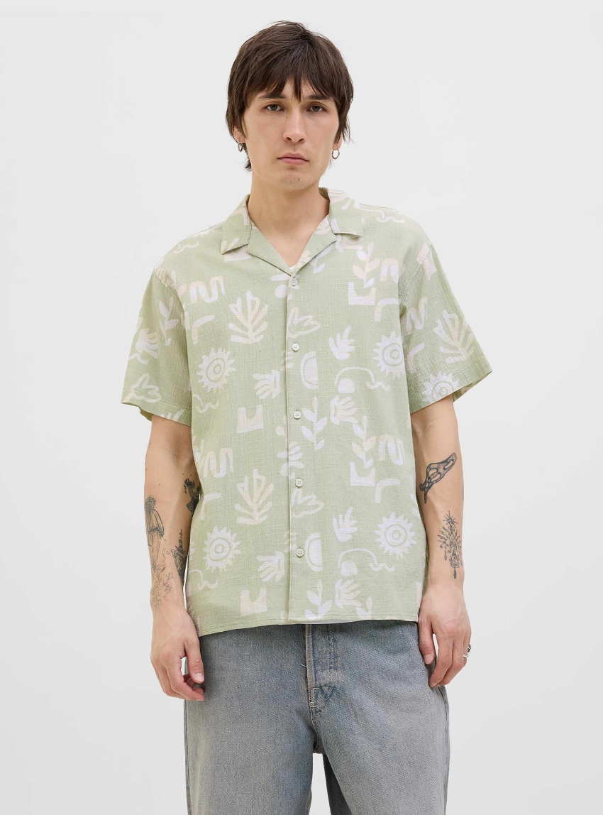Jack & Jones Luke Crinkle Shirt - Light Aquamarine