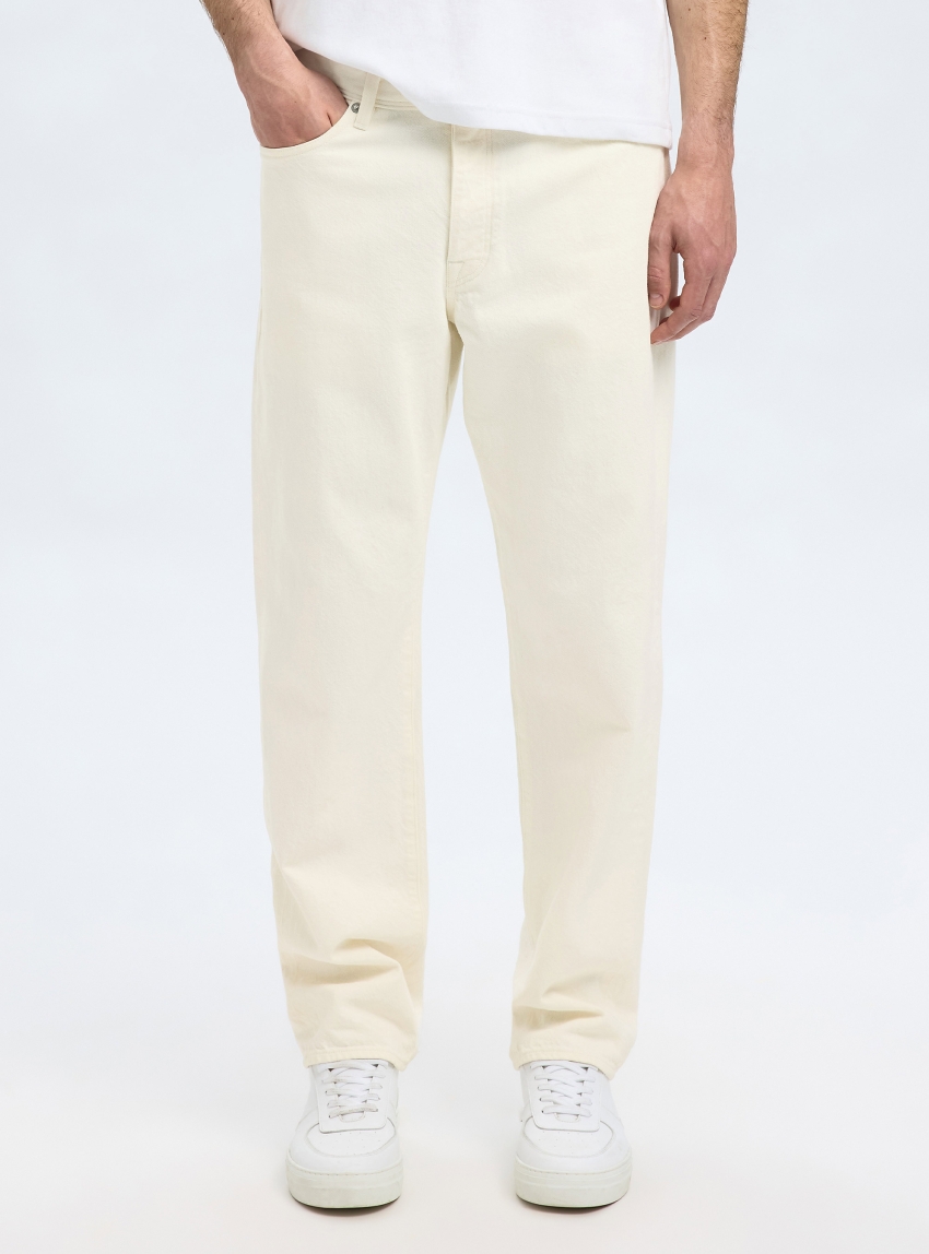 Selected 196-Straight Scott 201 Ecru Hemp Jeans - White