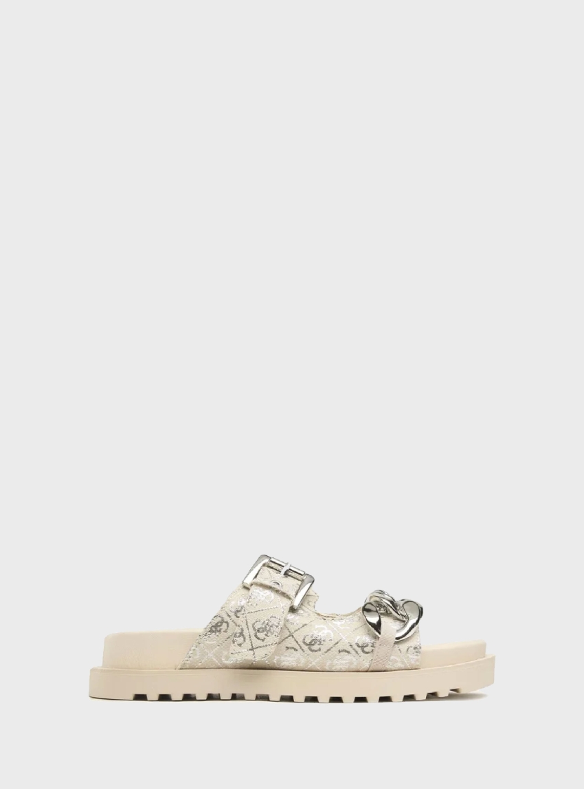 Guess Fatema 4G Logo Slippers - Beige