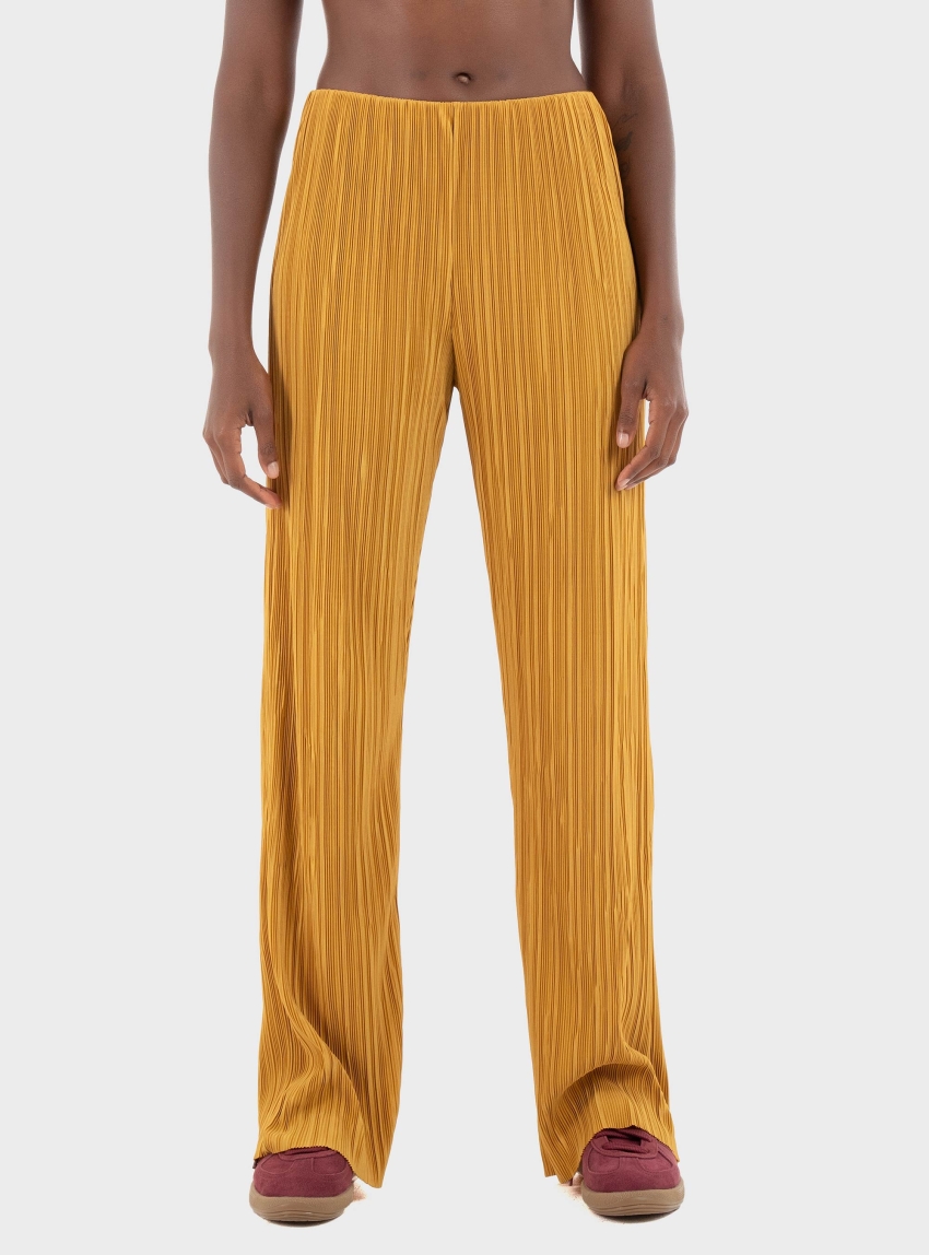 Calvin Klein Plisse Pull On Trousers - Mustard