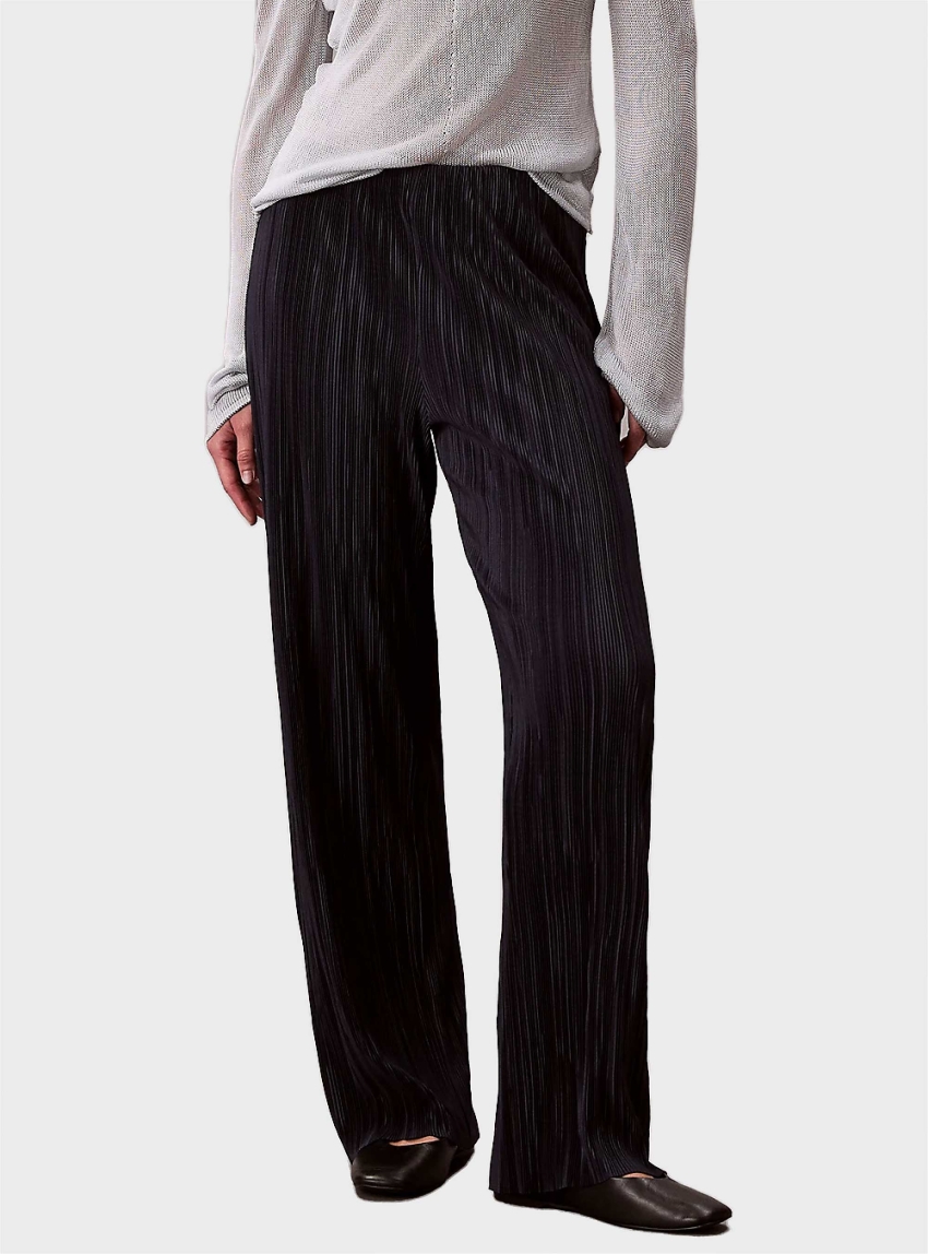 Calvin Klein Plisse Pull On Trousers - Dark Blue