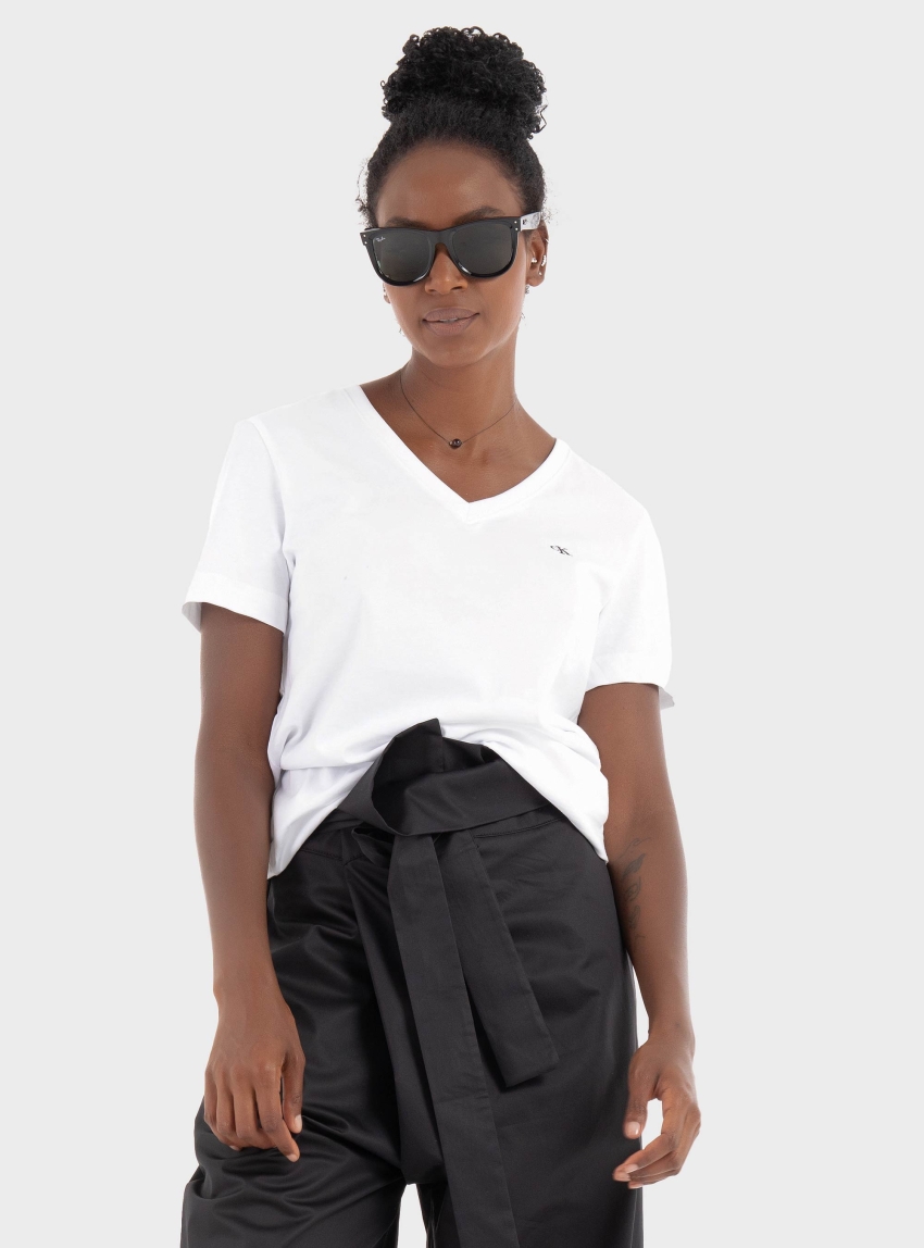 Calvin Klein Archive Jersey V-neck Tee - White