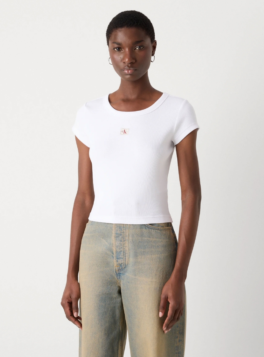 Calvin Klein Cotton Stretch Rib Baby Tee - White