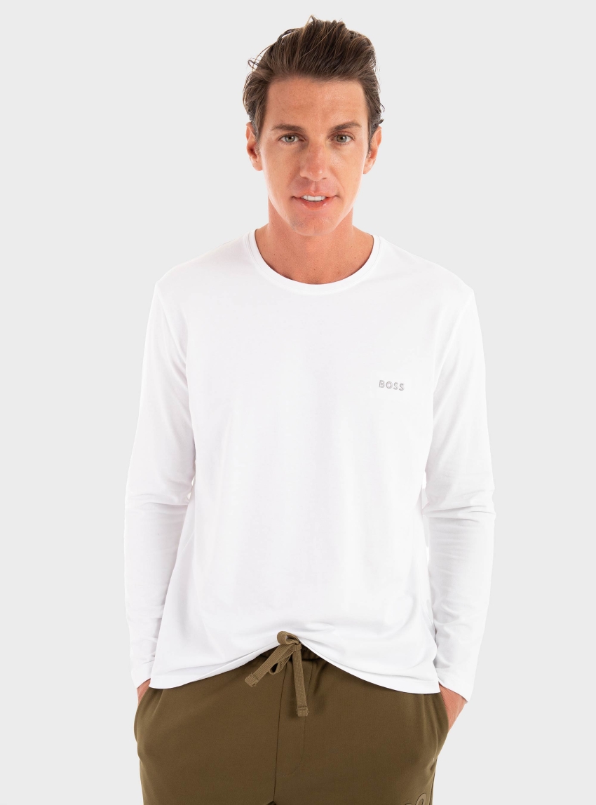 BOSS Stretch-Cotton Loungewear Top Mix&Match LS-Shirt R - White