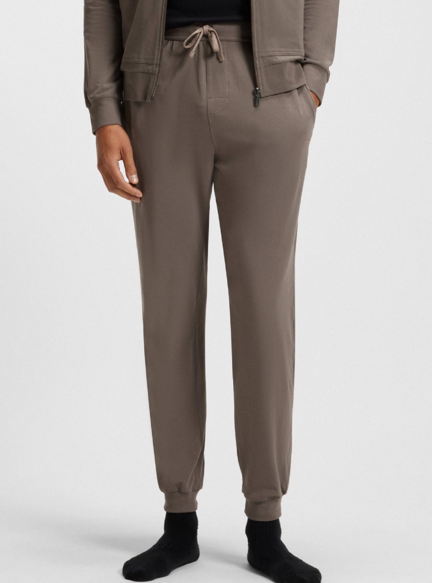 BOSS Logo-Embroidered Loungewear Tracksuit Bottoms Mix&Match Pants - Light Brown