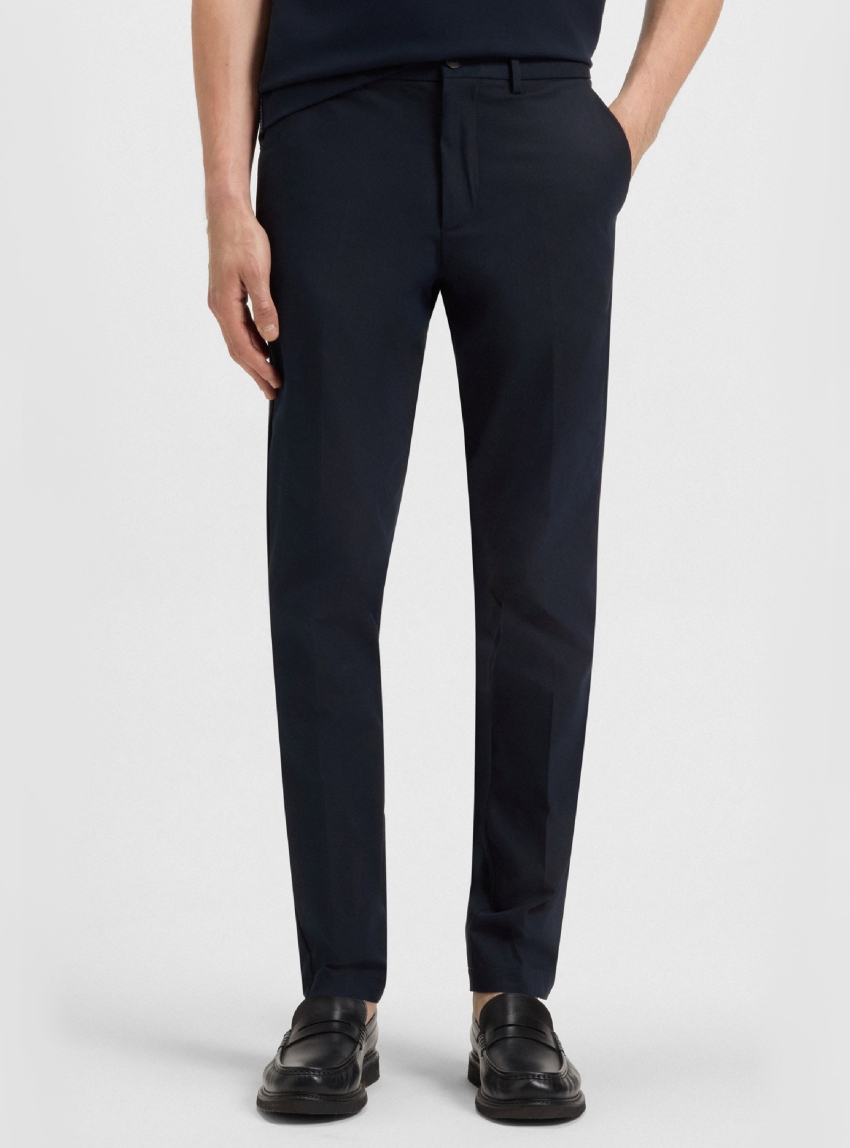 BOSS Slim-Fit Trousers In A Stretch-Cotton Blend P-Kaiton1-Zip - Dark Blue