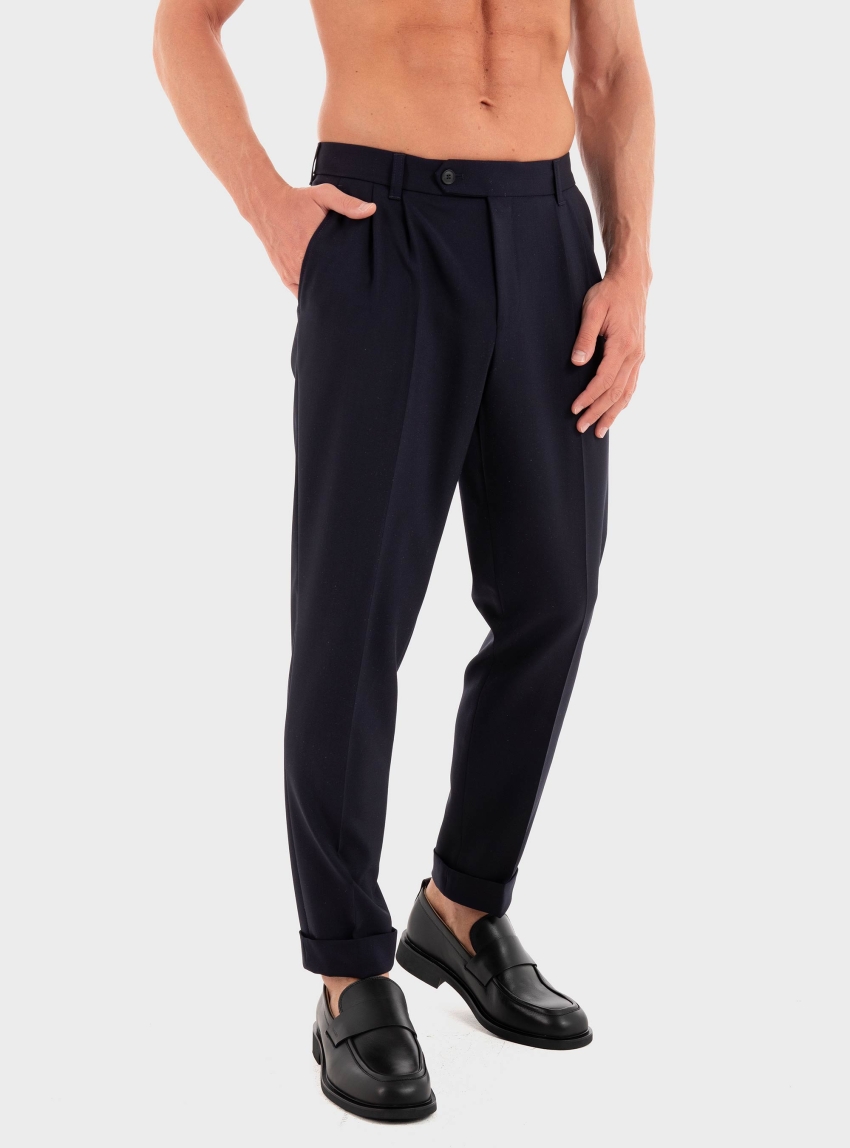 BOSS Tapered-Fit Virgin Wool Trousers C-Perin-DPL-TU-253 - Dark Blue