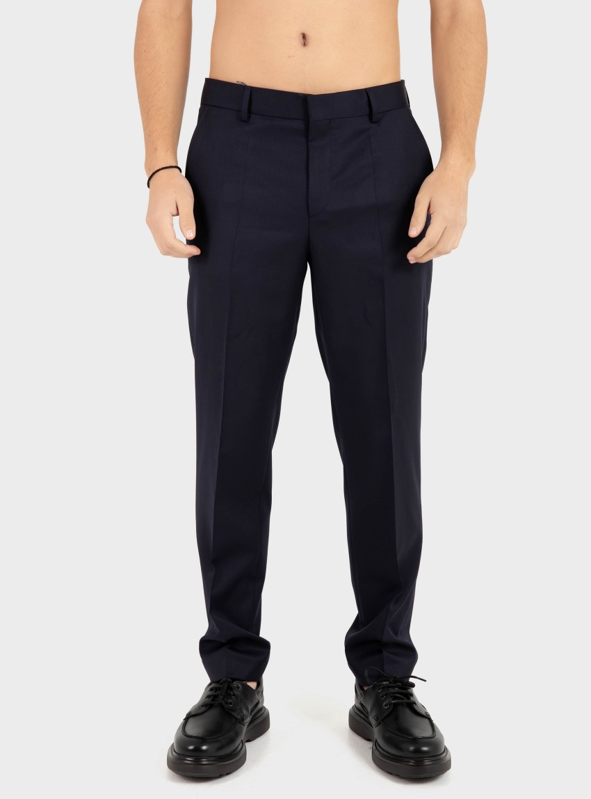 BOSS Tapered-Fit Virgin Wool Trousers H-Perin-253 - Dark Blue