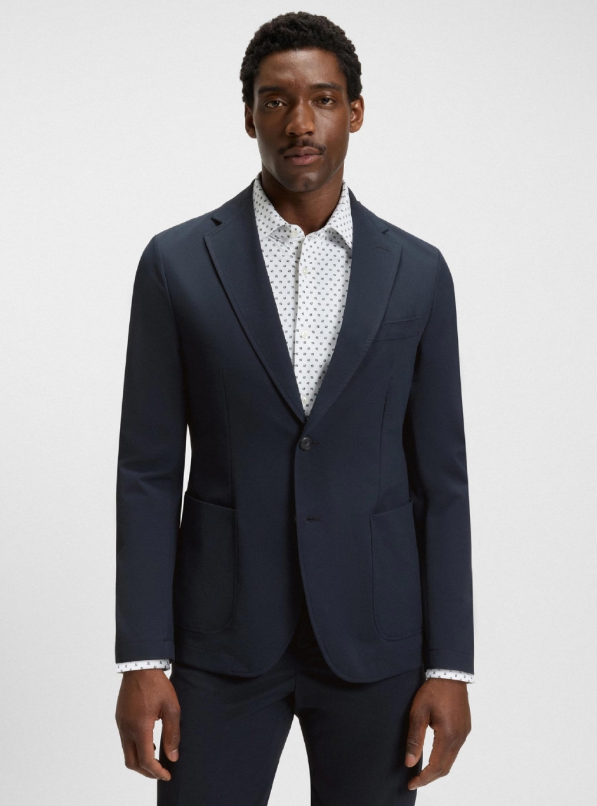 BOSS Packable Slim-Fit Blazer In Water-Repellent Stretch Fabric  P-Hanry-WG-PK-253F - Dark Blue