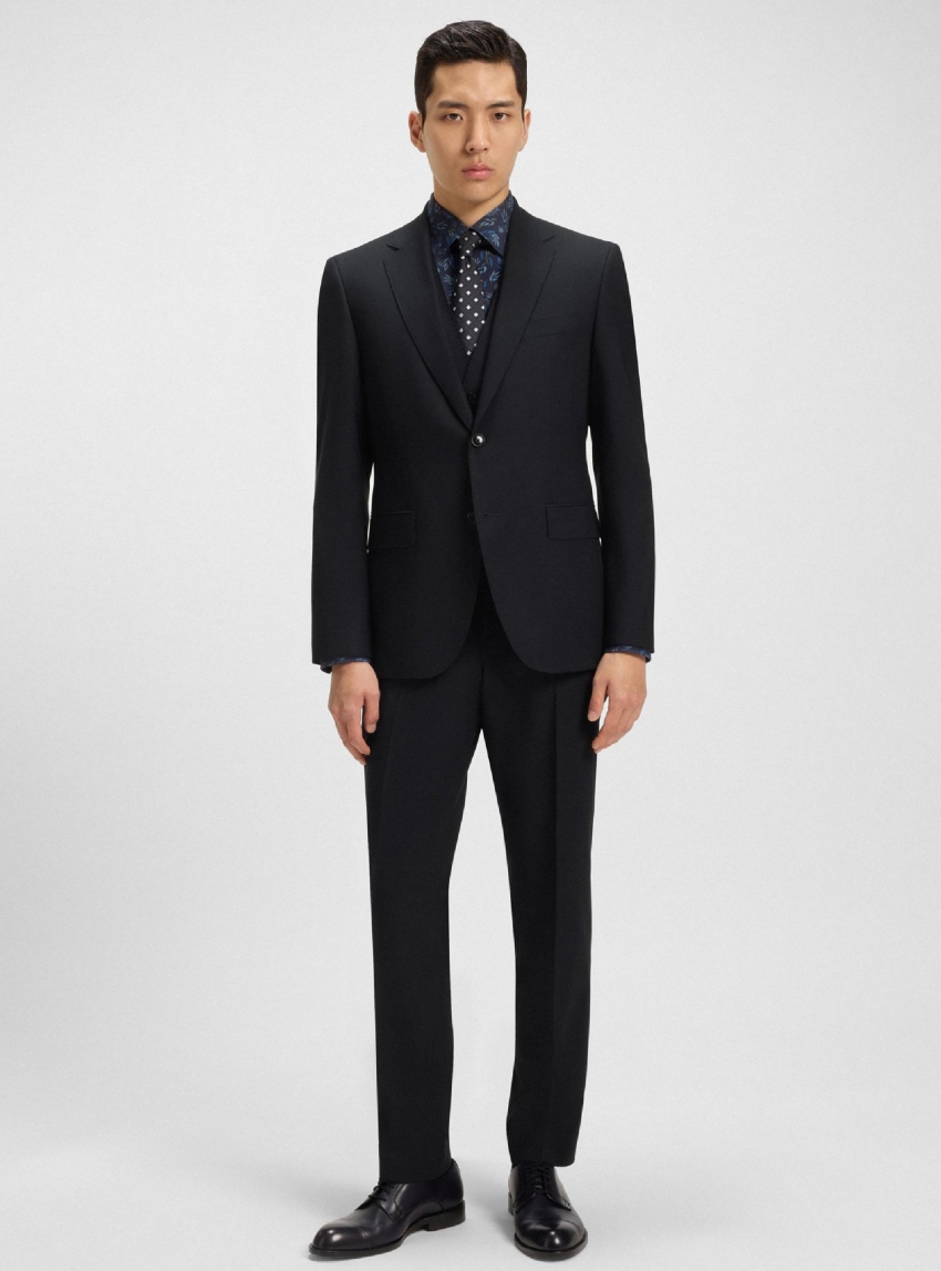 BOSS Regular-Fit Suit In Micro-Patterned Stretch Wool H-Jeckson-3Pcs-253 - Dark Blue