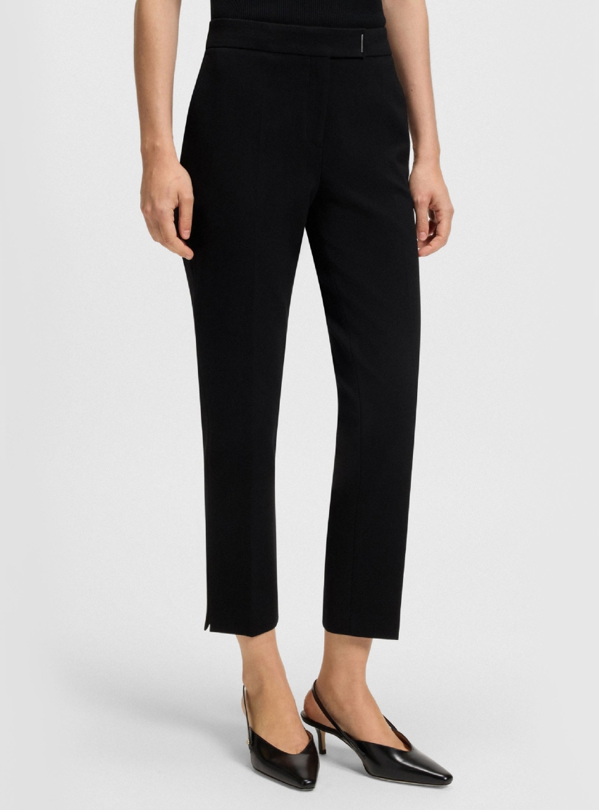 BOSS Slim Fit Trousers In Stretch Punto Milano Fabric Tapria-Crop - Black