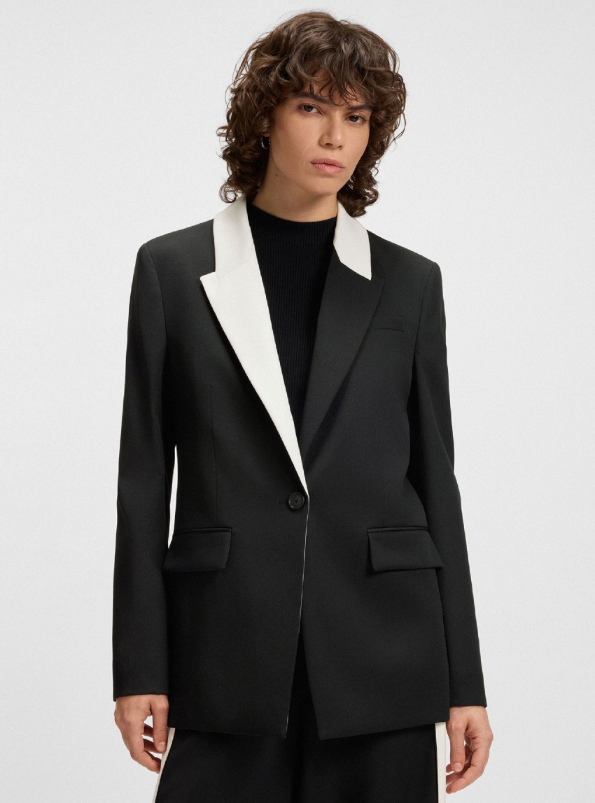 BOSS Relaxed-Fit Blazer With Colour-Blocked Lapels  Janka6 - Black