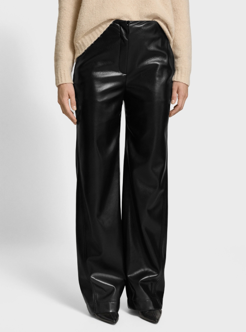 BOSS Straight-Leg Trousers In Faux Leather Timiras - Black
