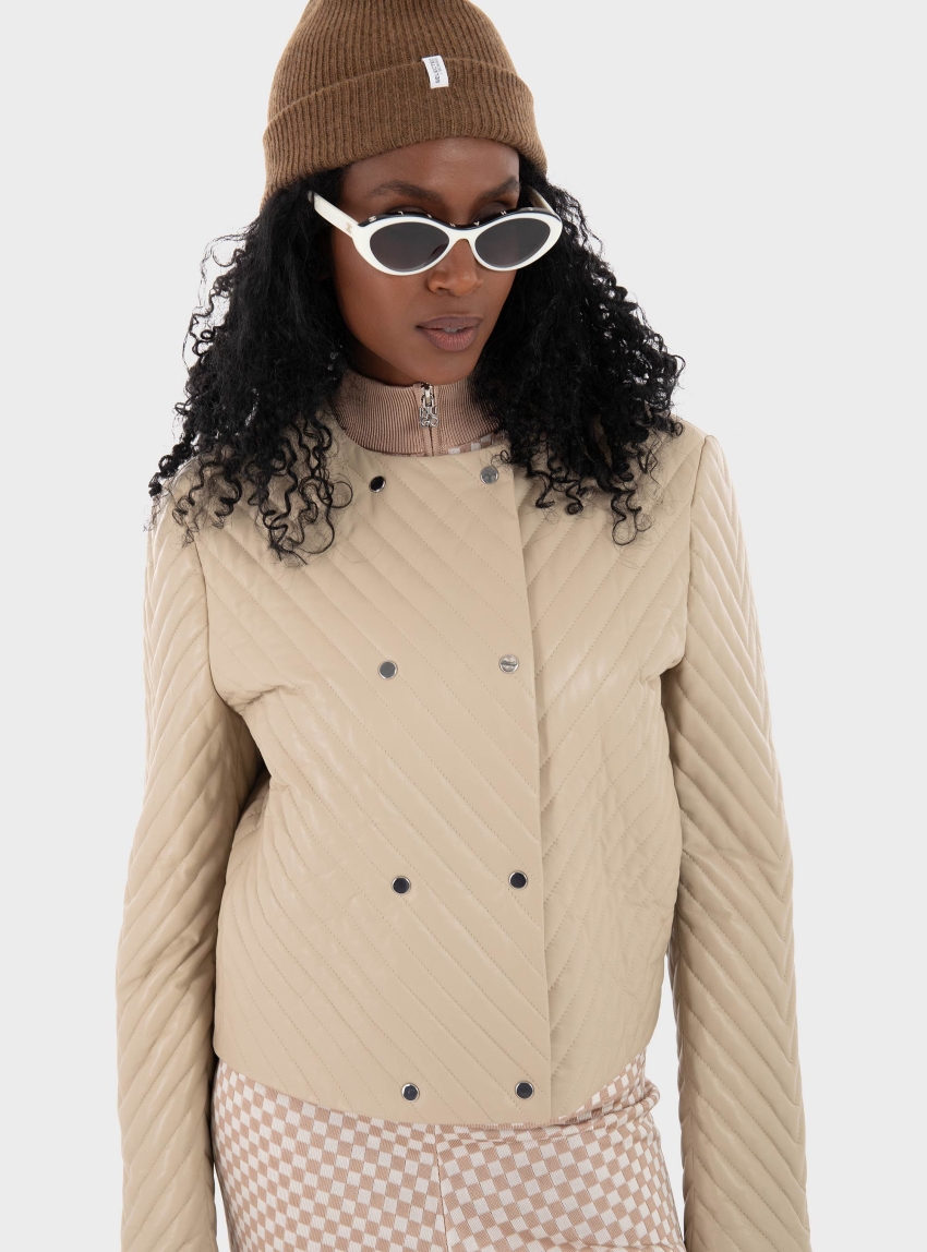 BOSS Leather Jacket Sandru - Light Beige