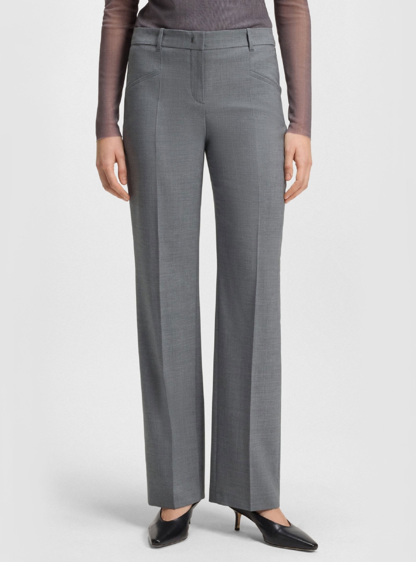 BOSS Relaxed-Fit Trousers In Melange Virgin Wool Tilda9 - Grey
