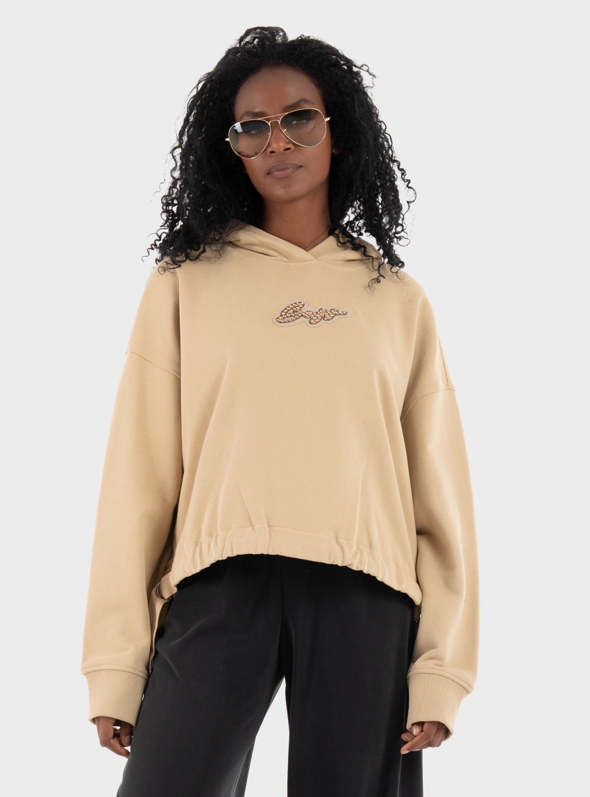 BOSS Relaxed Fit Hoodie C_Eblousa2_stonebadg - Beige