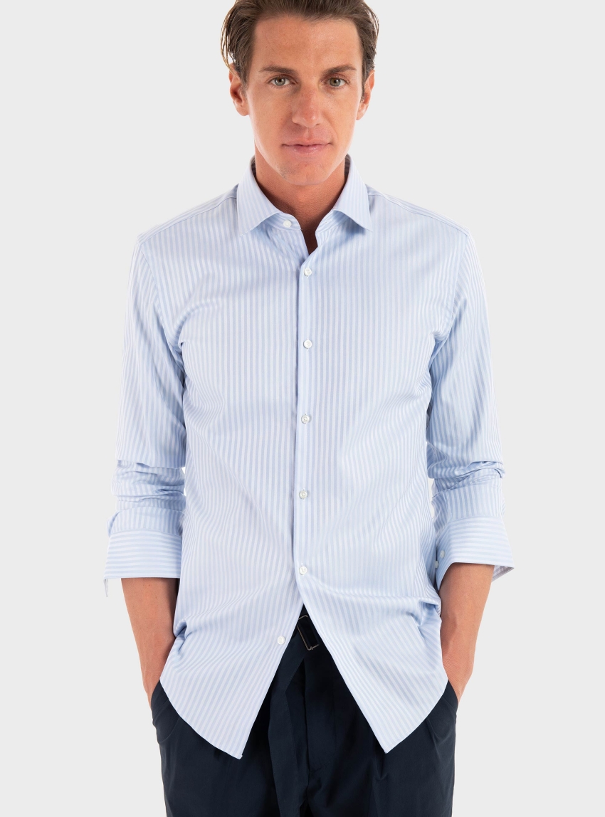 HUGO Slim-Fit Shirt In Easy-Iron Cotton Poplin Kenno - Light Blue