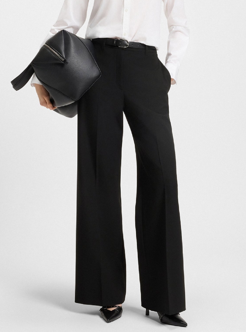 HUGO Regular-Fit Flared-Leg Trousers In Stretch Fabric  Hasmina - Black