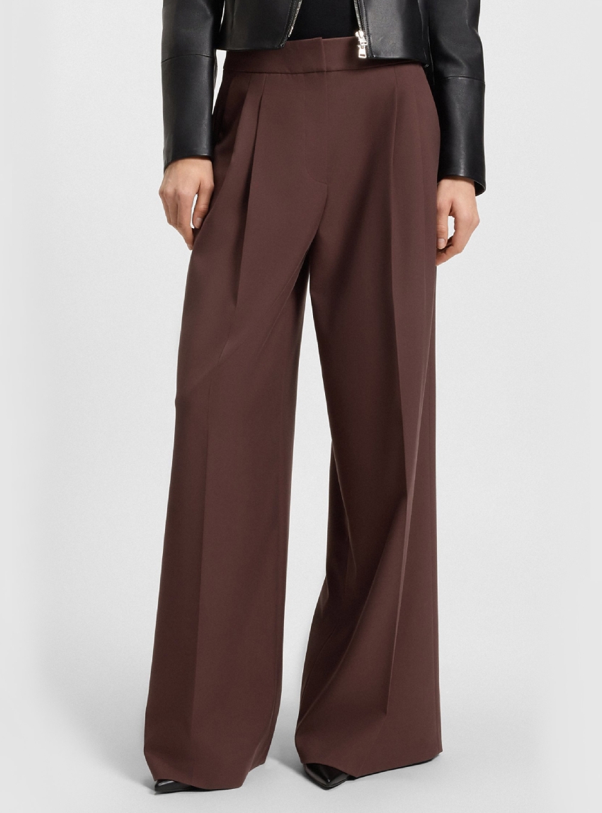 HUGO Relaxed-Fit Trousers In Stretch Fabric With Twin Pleats  Horesa - Brown