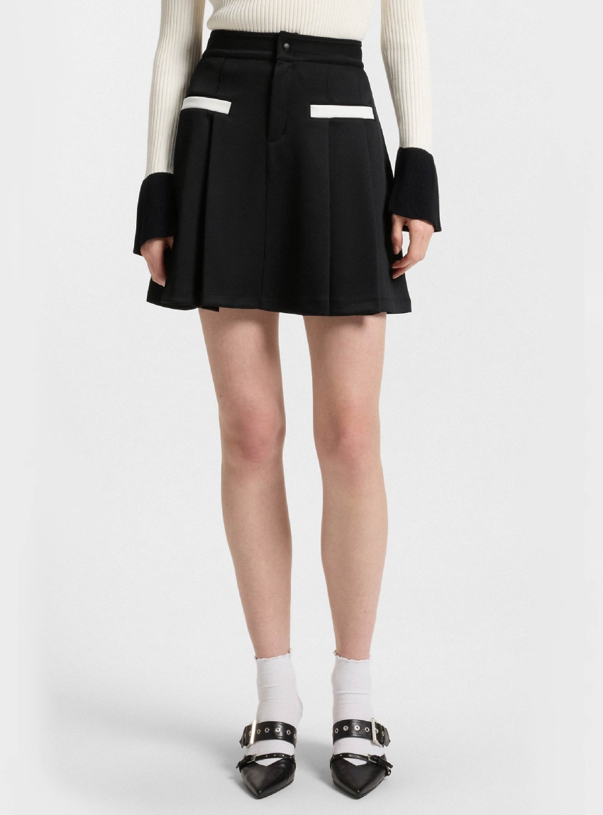 HUGO Pleated Jersey Skirt With Colour-Blocked Details Naffitini - Black