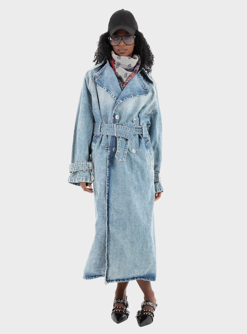 HUGO Denim Trenchcoat Garena_2_B - Medium Aged Denim