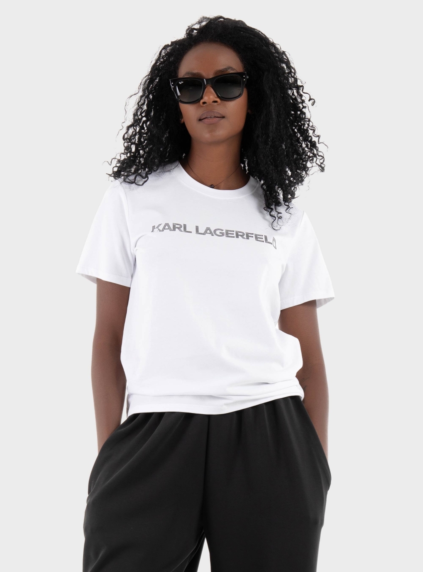 Karl Lagerfeld Elongated Logo T-Shirt - White