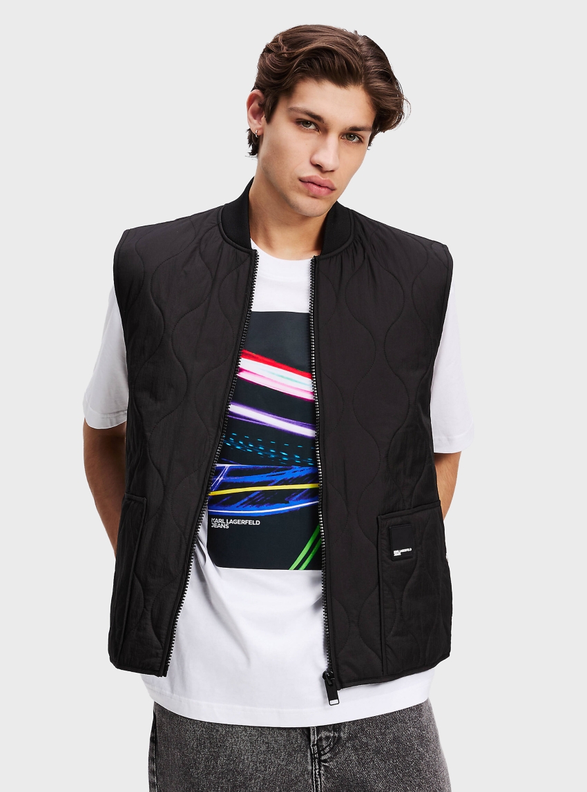 Karl Lagerfeld Jeans Lightweight Quilted Vest - Black