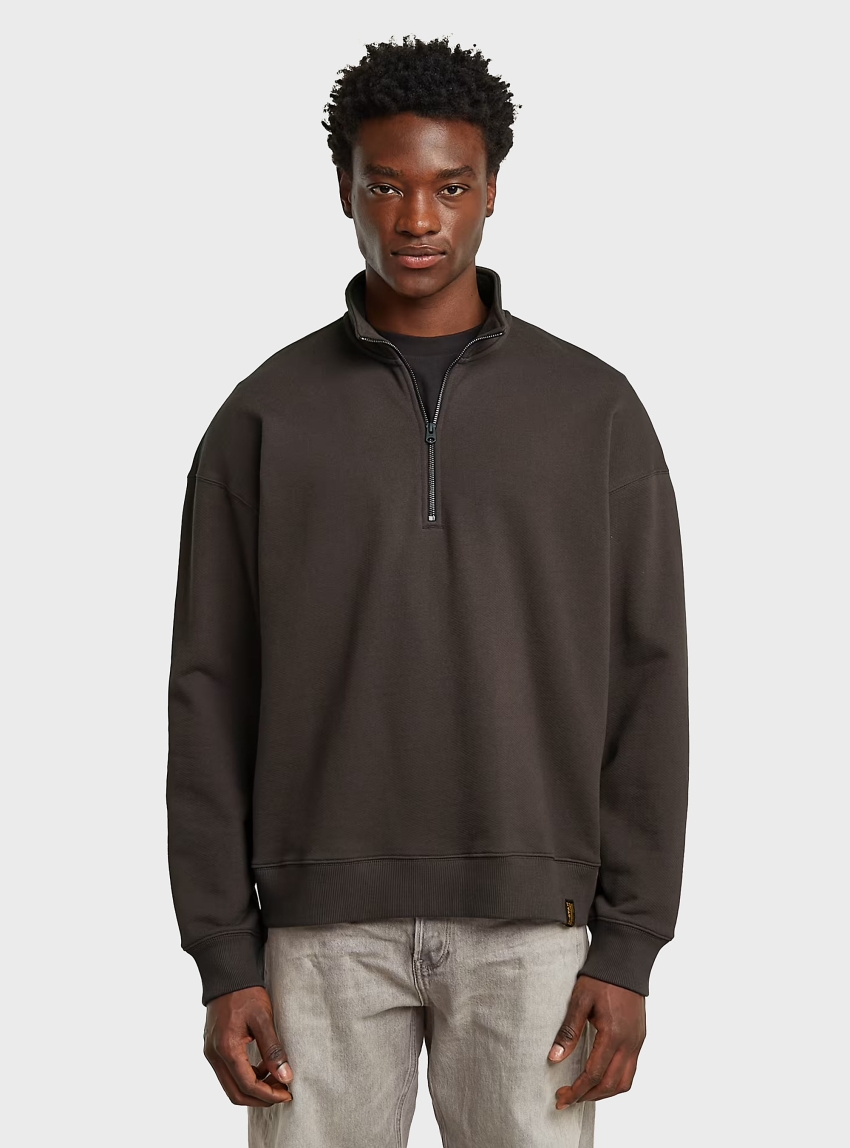 G-Star Essential Loose Half Zip Sweater - Dark Brown