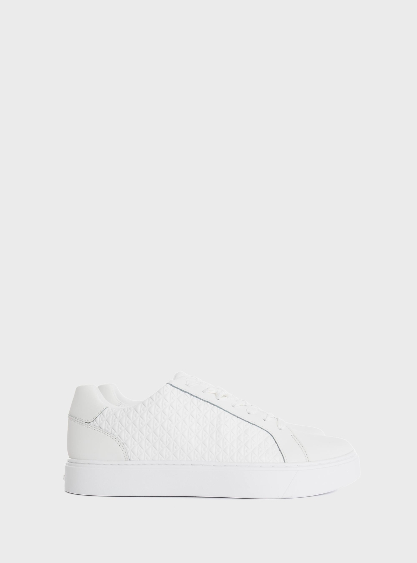 Calvin Klein Classic Cupsole Laceup Aop Sneakers - White