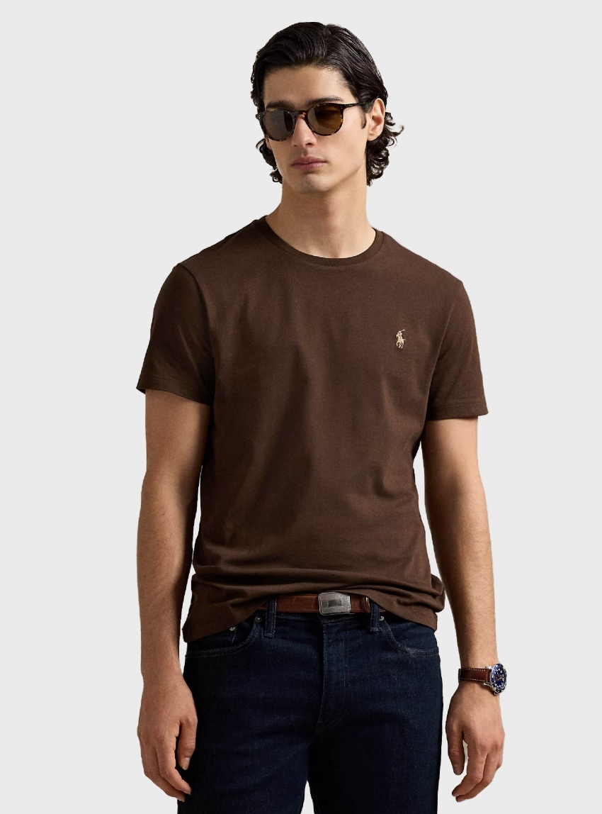 Polo Ralph Lauren Custom Slim Fit Jersey Crewneck T-Shirt - Brown