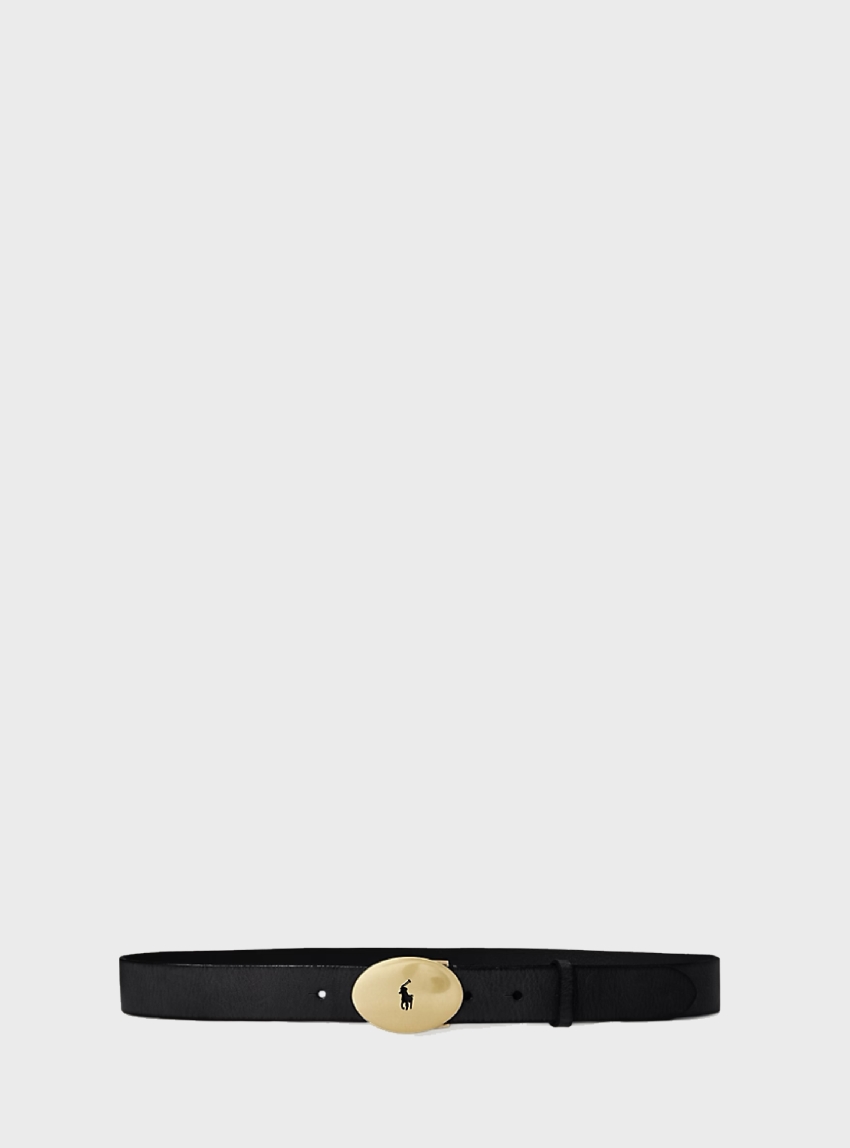 Polo Ralph Lauren Polo Id Oval-Buckle Vachetta Belt - Black
