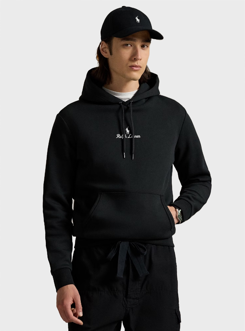 Polo Ralph Lauren Logo Double-Knit Hoodie - Black