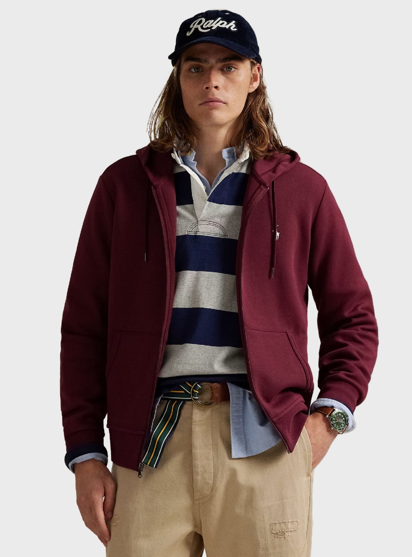 Polo Ralph Lauren Double-Knit Full-Zip Hoodie - Bordeaux