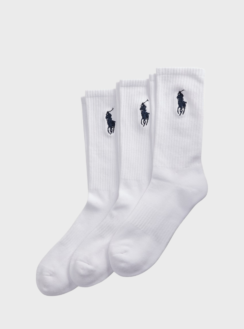 Polo Ralph Lauren Big Pony Crew Sock 3-Pack - White