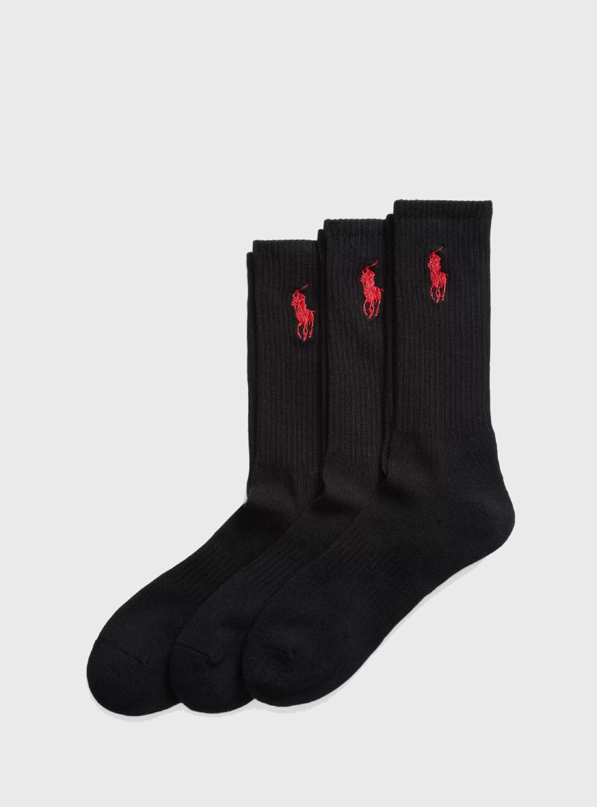 Polo Ralph Lauren Big Pony Crew Sock 3-Pack - Black
