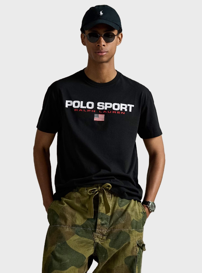 Polo Ralph Lauren Classic Fit Polo Sport Jersey T-Shirt - Black