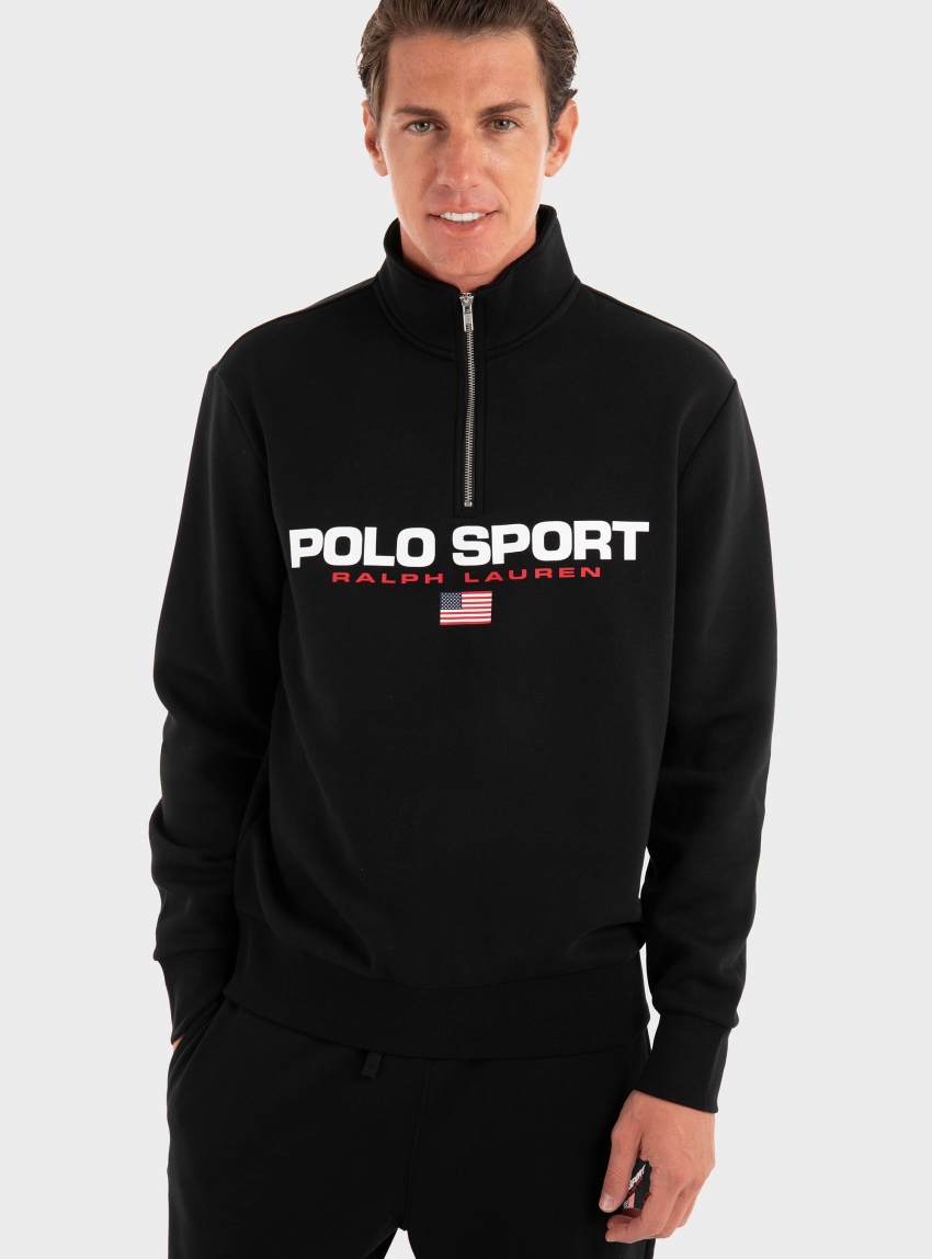 Polo Ralph Lauren Fleece Logo Quarter-Zip Sweatshirt - Black
