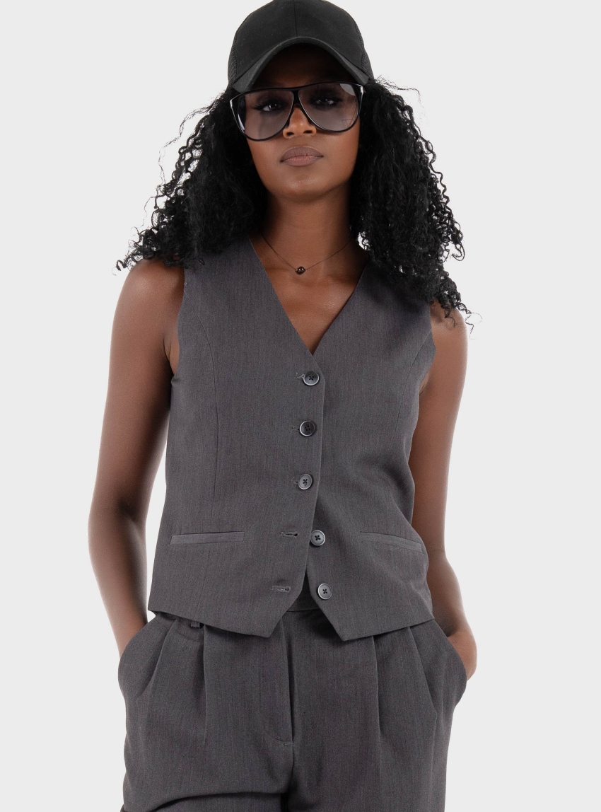 Only Iris-Hattie Waistcoat - Dark Grey Melange