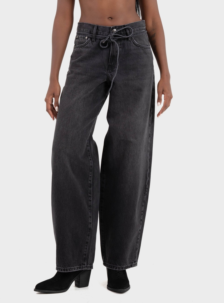 Only Gianna Mid Waist Balloon Jeans - Washed Black