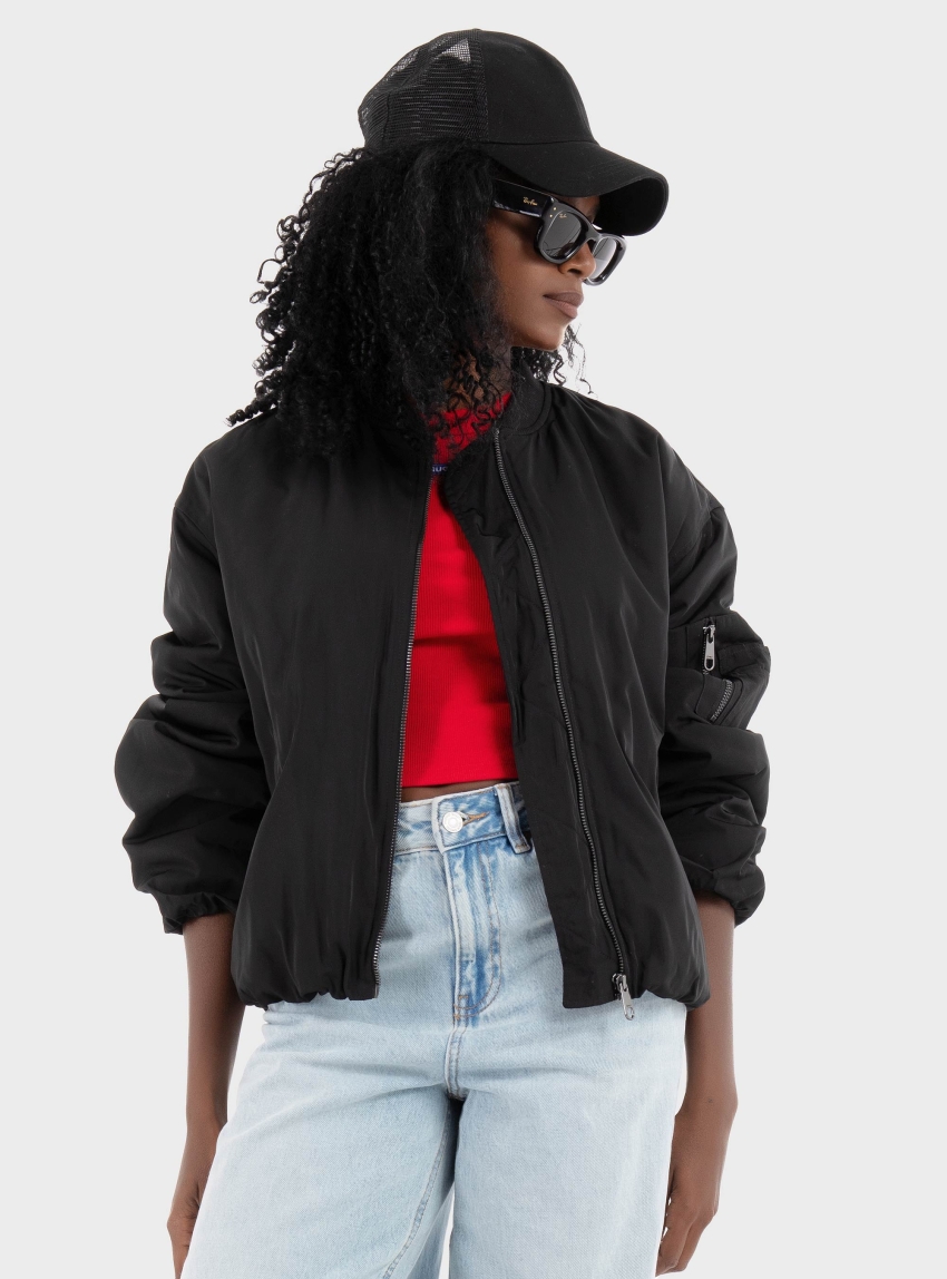 Only Adel Oversized Bomber - Black