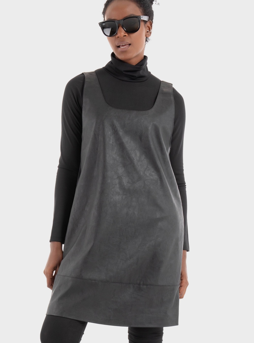 Only Josie Faux Leather Dress - Black