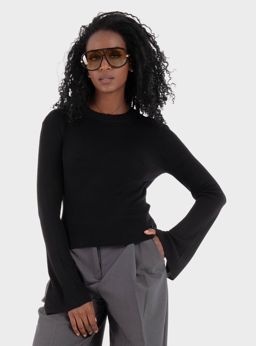 Only Tara Rib O-Neck Knit - Black