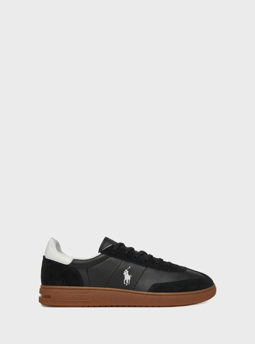 Polo Ralph Lauren Bedford Leather-Suede Trainers - Black