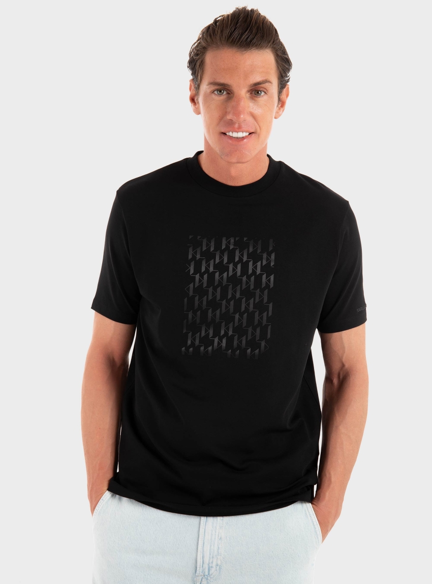 Karl Lagerfeld Tonal KL Monogram T-Shirt - Black
